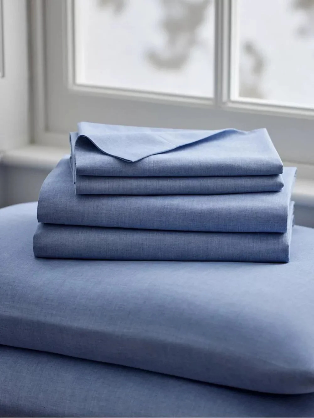 Polo Ralph Lauren Graydon Chambray Blue Cotton King Fitted Sheet Pillowcase Set